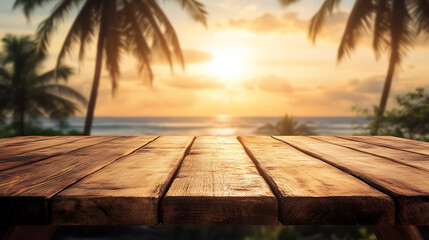 Aufkleber - Background for product display or montage empty wooden table top with a blurred background of a japanese winter market