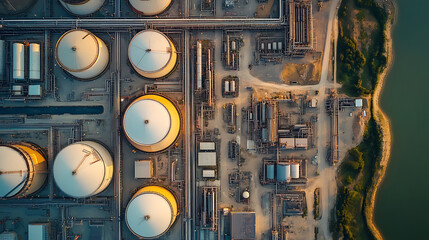 Poster - Aerial view oil and gas terminal storage tank farm