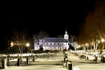 Wall Mural - Night view of Frei church in Kristiansund, Norway