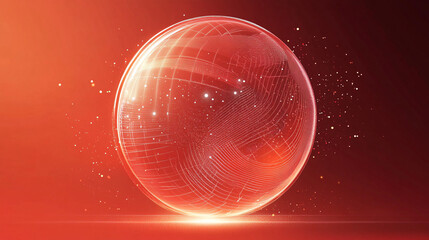 Aufkleber - A red ball with radiating light inside, surrounded by a dynamic, futuristic design on a black and red background, perfect for technology-themed presentations or displays.

