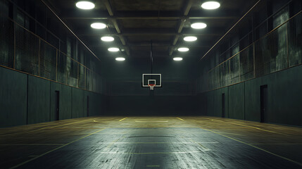 Poster - Basketball court in a basketball court with lights
