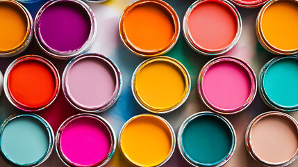 Aufkleber - Cans of paint of different colors background