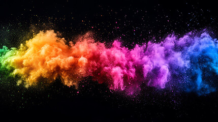 Fototapete - Colorful colored powder exploding in the air above black background