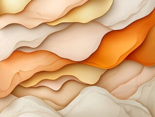 Poster - A sophisticated and elegant digital painting that seamlessly blends striking accents of shimmering gold with a soothing backdrop of soft peach warm amber and delicate ivory