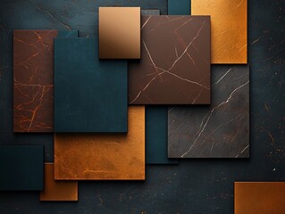 Poster - Luxurious and masculine marble texture with shimmering gold accents in a rich chocolatey brown and deep indigo color palette perfect for high end product design interior decor