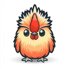 Wall Mural - A cute, cartoonish bird character with vibrant orange and yellow feathers.