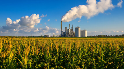 Aufkleber - Corn field with an ethanol plant