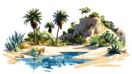Poster - Desert oasis clipart design concept