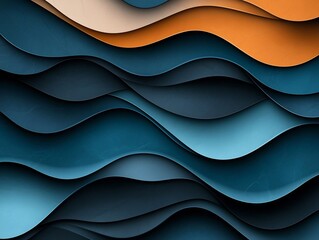 Poster - Mesmerizing waves of deep indigo midnight blue and soft periwinkle hues form a breathtaking marble esque pattern