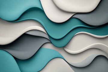 Poster - Captivating marble esque abstract composition with a hypnotic blend of cool gray soothing blue and soft white shades refined and elegant digital art with a vibrant and textural