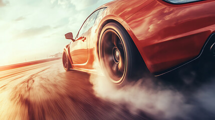 Aufkleber - Drifting car wheels, sports car racing on the race track