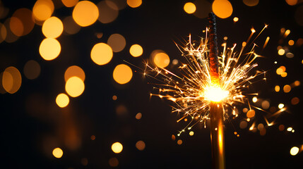 Poster - Golden sparkler border on black background