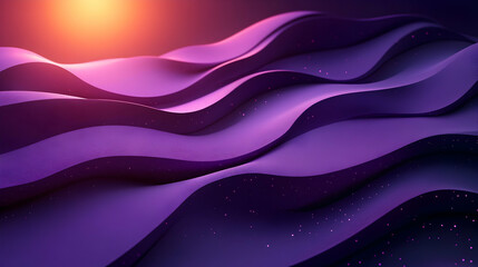 Poster - Purple Waves Sunset Abstract Background