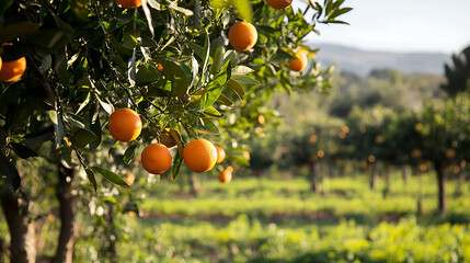 Poster - Orange trees in the garden at the orange farm