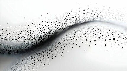 Poster - Abstract black dots flowing wave, white background, design element