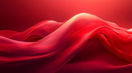 Poster - Red abstract waves, digital art, background, design