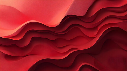 Poster - Red wavy layers abstract background design