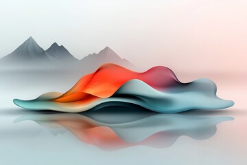 Poster - Mesmerizing holographic fluid foil landscape featuring lustrous iridescent geometric patterns glistening digital textures and a retrofuturistic ambiance  Organic dynamic forms create a captivating
