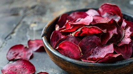 Wall Mural - beet chips in bowl on the table