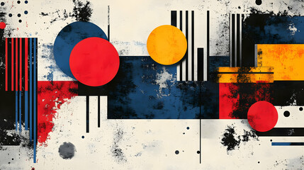 Poster - Abstract Geometric Wall Art, Red, Orange, Blue