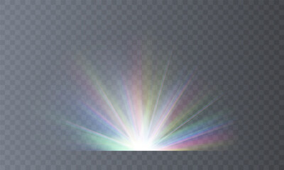 Wall Mural - lens explosion, spark, spark. glowing bright light explosion effect. crystal the effect of a bright 