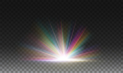Wall Mural - lens explosion, spark, spark. glowing bright light explosion effect. crystal the effect of a bright 