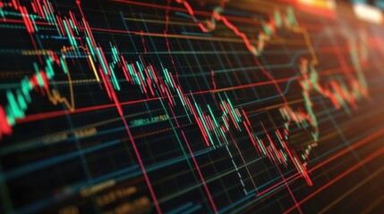 Poster - Creative forex chart backround with lines. Finance and trade concept. 3D Rendering
