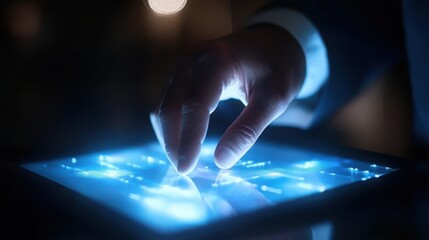 Poster - Close Up Of Businessman's Hand Analyzing Graph On Digital Tablet