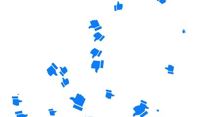 Poster - Blue Thumbs Up and Down Icons Floating on White Background