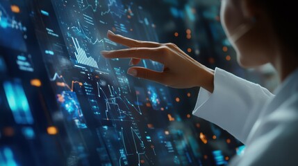 Poster - Close up of businesswoman hand presenting digital charts