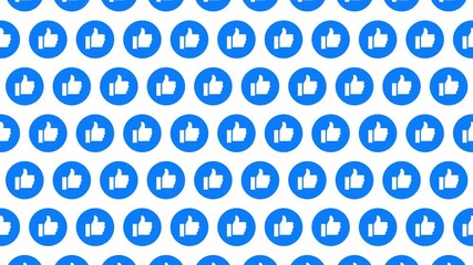 Poster - Repeating pattern of blue thumbs up icons on white background