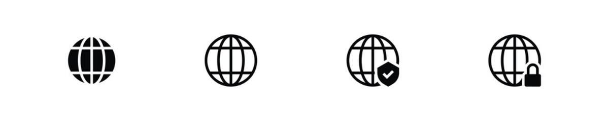 Aufkleber - world web icon www earth globe icons . website icon for contact icons	, privacy, lock, security, shield, protection