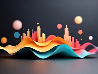 Poster - Mesmerizing Holographic Foil Gradient Undulating Chromatic Patterns Enchanting Kaleidoscopic Illusion Hypnotic Futuristic Cityscape at Night  Radiant iridescent shimmering luminescent display