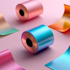 Poster - Mesmerizing holographic iridescent rainbow foil shimmering surface with swirling kaleidoscopic patterns that emit an otherworldly glow