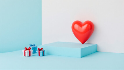 Wall Mural - gift box with heart