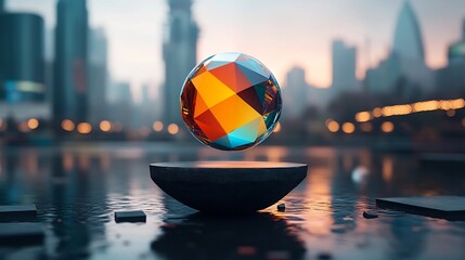 Aufkleber - Captivating holographic prismatic orb refracting luminous shimmering light through a crystalline prism