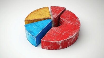 Poster - Textured 3D Pie Chart with Red, Yellow, and Blue Segments