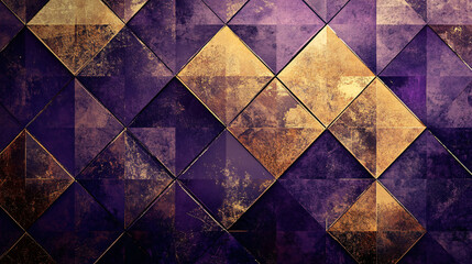 Poster - A purple and gold geometric design background, perfect for a dummy cheque, banner, or presentation.