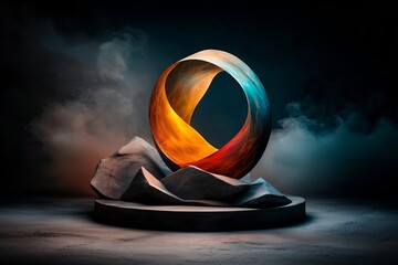 Poster - Breathtaking holographic sculpture emanating a spectrum of shimmering iridescent hues with a mesmerizing and kaleidoscopic surface that refracts light in spellbinding patterns