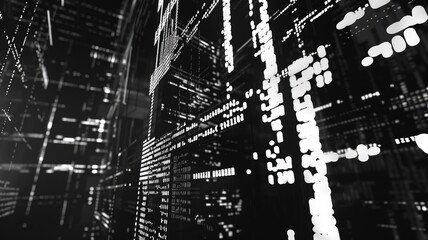 abstract picture of binary code with digital technology style design with the coding data flowing sh