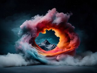 Poster - Captivating cosmic explosion with a radiant iridescent sheen captivating hypnotic distortion and prismatic transformative flow