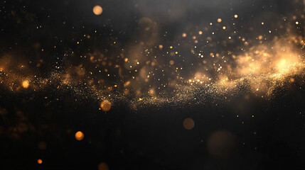 Poster - Golden bokeh on a black background, creating a subtle luxury effect for technology banner presentations.