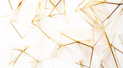 Poster - Golden polygonal lines on a white luxury background, perfect for technology banner display presentations.