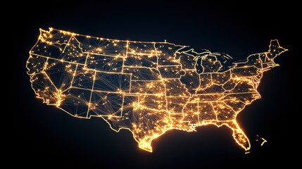 Wall Mural - Illuminated USA map.