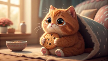 Sticker - kitten with cookies