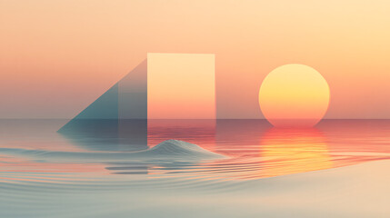 Poster - Minimalist abstract background with smooth geometric shapes and pastel tones, ideal for wallpaper or banners.

