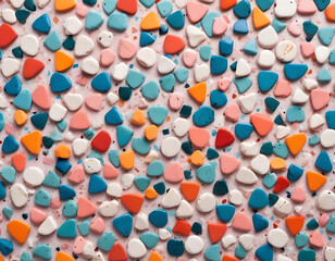 A terrazzo surface with multicolored chips.