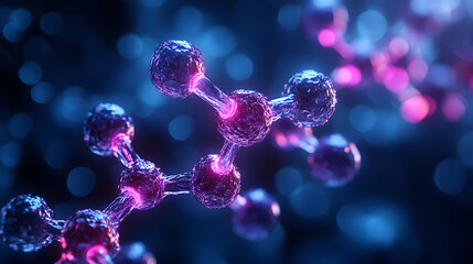 Poster - Glowing molecule, science, dark background, research
