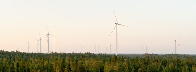 Wall Mural - A windmill being constructed in a large wind farm in Northern Finland