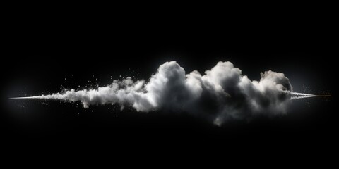 Poster - White Smoke Traces in Black Background Creating Atmospheric Effects for Visual Impact and Artistic Representation